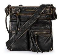 Montana West Bolso bandolera para mujer, cuero lavado suave con múltiples bolsillos y bolsos de hombro, Bronce, Small
