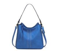 Montana West Bolso Hobo para mujer, bolso bandolera de cuero vegano, bolso de hombro elegante, Azul/Patchwork