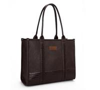 Montana West Bolso Wrangler para mujer, con estampado de vaca occidental, con asa superior, L Café, Large