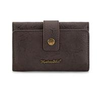 Montana West Cartera pequeña para mujer, triple pliegue, con bloqueo RFID, billetera para tarjetas de crédito, billeteras de viaje occidentales con ventana de identificación, Café