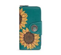 Montana West Carteras plegables occidentales para mujer, gran capacidad, para tarjetas de crédito, dinero en efectivo con ventana de identificación, Girasol-Turquesa