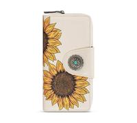 Montana West Carteras plegables occidentales para mujer, gran capacidad, para tarjetas de crédito, dinero en efectivo con ventana de identificación, Girasol-Beige