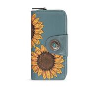 Montana West Carteras plegables occidentales para mujer, gran capacidad, para tarjetas de crédito, dinero en efectivo con ventana de identificación, Sunflower-Jeans Blue, Western