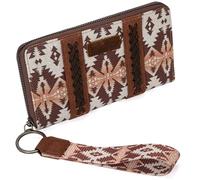 Montana West Wrangler - Cartera de Pulsera Estilo Occidental, Estilo Bohemio, Azteca, Tarjetero, para Mujer, Color café Claro, L, Minimalista