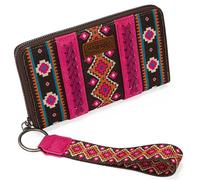 Montana West Wrangler - Cartera de Pulsera Estilo Occidental, Estilo Bohemio, Azteca, Tarjetero, para Mujer, Rosa Intenso, L, Minimalista