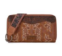 Montana West Wrangler - Cartera de Pulsera Estilo Occidental para Mujer con diseño de Punto de Bota y Tarjetero, Marrón