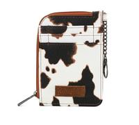 Montana West Wrangler - Cartera para Tarjetas de crédito de Piel de Vaca rústica para Mujer, Piel de Vacuno, marrón