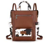 Montana West Wrangler - Mochila convertible antirrobo con cremallera trasera para mujer, con correa ajustable, Un clásico estampado de vaca marrón, Mochilas Daypack