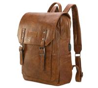 Montana West Wrangler - Mochila para laptop con puerto de carga USB, vintage, para viajes, trabajo, universidad, para mujeres y hombres, Marrón, 4 x 11.5 x 15 inches, Classic