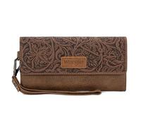 Montana West X Wrangler - Carteras Occidentales para Mujer, billeteras triples de Gran Capacidad, Cartera de Mano con Monedero, Tooling-Coffee