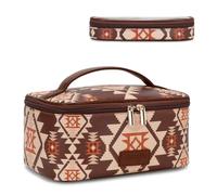 Montana West X Wrangler - Juego de 2 bolsas de maquillaje de viaje grandes con soporte para brochas de maquillaje, organizador de maquillaje portátil, bolsa de aseo con divisor y asa para mujer