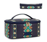 Montana West X Wrangler - Juego de 2 bolsas de maquillaje de viaje grandes con soporte para brochas de maquillaje, organizador de maquillaje portátil, bolsa de aseo con divisor y asa para mujer