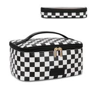 Montana West X Wrangler - Juego de 2 bolsas de maquillaje de viaje grandes con soporte para brochas de maquillaje, organizador de maquillaje portátil, bolsa de aseo con divisor y asa para mujer