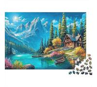 Montaña y Río con Flores Puzzles 1000 Piezas - Diversión 38x26cm