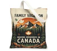 Montañas - Bolsa de lona para mujer, naturaleza Adventure hoja de arce piña, conos de pino, verde veraniego, lavable, reutilizable, bolsas de compras para viajes, trabajo, compras, librería, 13 x 15