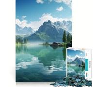 Montañas en el Lago Naturaleza Rompecabezas para Adolescentes 1000 Piezas Juguete para ejercitar el Cerebro Divertido y Relajante Arte para armar Arte Coleccionable (38x26cm)