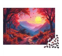 Montañas lejanas Puzzle Imposible,desafío para Adultos Caminos del Bosque Juego Educativo 1000 Piezas Obra De Arte De Juego De para Adultos Y Niños 1000pcs (75x50cm)