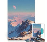 Montañas Nevadas con Luna Rosa Rompecabezas para Adultos, 1000 Piezas Fortalece la Memoria, Alivia la ansiedad, Bordes Suaves, cálida Sorpresa (38x52cm)