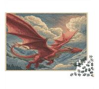 Montañas Red Dragón Soars in The Sky Rompecabezas Puzzle,1000pcs (75x50cm) Adulto Juego EduGatoivo Decoración del Hogar