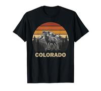 Montañas Vida Silvestre Bighorn Oveja Retro Colorado CO Atardecer Camiseta