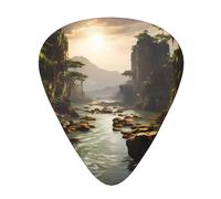 Montañas y ríos Púas de guitarra resistentes al desgaste para guitarra, bajo, guitarra eléctrica, ukelele, finas, medianas, pesadas, púas de guitarra de 12 piezas