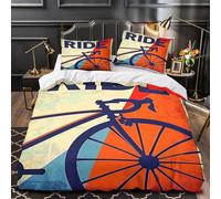 Montar en bicicleta Funda de Edredón Cremallera Oculta 3 Piezas Suave Diseño 3D con Fundas de Almohada Antialérgica Diseño de póster retro vintage Funda Edredon for familia Single（140x200cm）