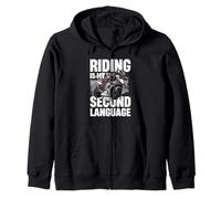 Montar es mi segundo idioma estilo de vida de motociclista Sudadera con Capucha