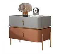 Montar nocturno moderno de mediados de siglo con patas de metal 2 cajones de almacenamiento decoración del hogar Mesa de la noche para la sala de estar dormitorio gris claro+mesa lateral marrón claro