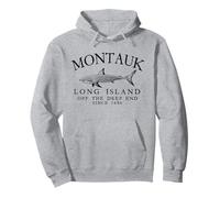 Montauk LI Off The Deep End Shark Fishing Vintage Negro Sudadera con Capucha