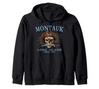 Montauk Long Island NY - Calavera Pirata Desde 1686, Color Cian Sudadera con Capucha