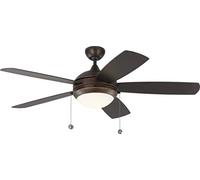 Monte Carlo 5DIW52RBD Discus 52" Outdoor Ceiling Fan with LED Light and Pull Chain, 5 Blades, Roman Bronze
