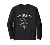 Monte ETNA Sicilia Volcán Italia Bandera Italiana Recuerdo Manga Larga