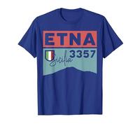 Monte ETNA Visita Palermo Sicilia Italia Volcán Senderismo Regalos Camiseta, Hombre, Azul Real, L