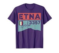 Monte ETNA Visita Palermo Sicilia Italia Volcán Senderismo Regalos Camiseta, Hombre, Morado, XL