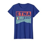 Monte ETNA Visita Palermo Sicilia Italia Volcán Senderismo Regalos Camiseta, Mujer, Azul Real, XS
