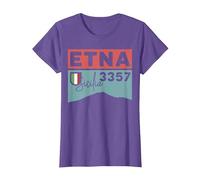 Monte ETNA Visita Palermo Sicilia Italia Volcán Senderismo Regalos Camiseta, Mujer, Morado Jaspeado, XS