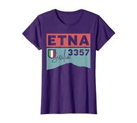 Monte ETNA Visita Palermo Sicilia Italia Volcán Senderismo Regalos Camiseta, Mujer, Morado, L