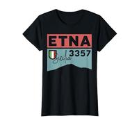 Monte ETNA Visita Palermo Sicilia Italia Volcán Senderismo Regalos Camiseta, Mujer, Negro, XS