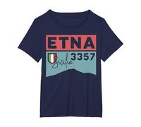 Monte ETNA Visita Palermo Sicilia Italia Volcán Senderismo Regalos Camiseta, Mujer Tallas Grandes, Azul Marino, 3XL Grande