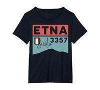 Monte ETNA Visita Palermo Sicilia Italia Volcán Senderismo Regalos Camiseta, Mujer Tallas Grandes, Negro, 2XL Grande