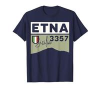 Monte ETNA Volcán Visita Palermo Sicilia Regalos de Senderismo Italianos Camiseta, Hombre, Azul Marino, XL
