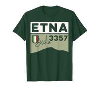 Monte ETNA Volcán Visita Palermo Sicilia Regalos de Senderismo Italianos Camiseta, Hombre, Verde Bosque, XXL