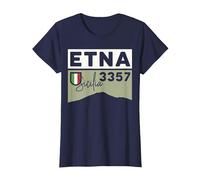 Monte ETNA Volcán Visita Palermo Sicilia Regalos de Senderismo Italianos Camiseta, Mujer, Azul Marino, M