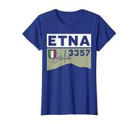 Monte ETNA Volcán Visita Palermo Sicilia Regalos de Senderismo Italianos Camiseta, Mujer, Azul Real, XS