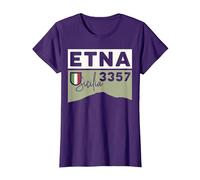 Monte ETNA Volcán Visita Palermo Sicilia Regalos de Senderismo Italianos Camiseta, Mujer, Morado, XL