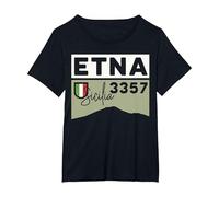 Monte ETNA Volcán Visita Palermo Sicilia Regalos de Senderismo Italianos Camiseta, Mujer Tallas Grandes, Negro, 6XL Grande