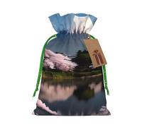 Monte Fuji a principios de primavera, bolsas de regalo con cordón, bolsas de vacaciones, bolsas de golosinas, bolsas de regalo de Navidad
