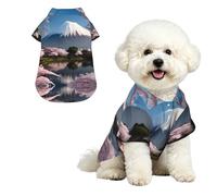 Monte Fuji a principios de primavera, camisa hawaiana para perros pequeños, lindo traje de playa de verano para cachorros, ropa suave y transpirable para gatos con botones