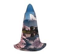 Monte Fuji a principios de primavera S Capa de mago de Halloween estampada | Disfraz de fiesta temática | Capa de cosplay para adultos y jóvenes | Tallas S, M L
