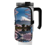 Monte Fuji - Bolsa versátil para accesorios de botella deportiva a principios de primavera, ideal para caminar, yoga, gimnasio y viajes de ocio, Black, M, Decoración de arte